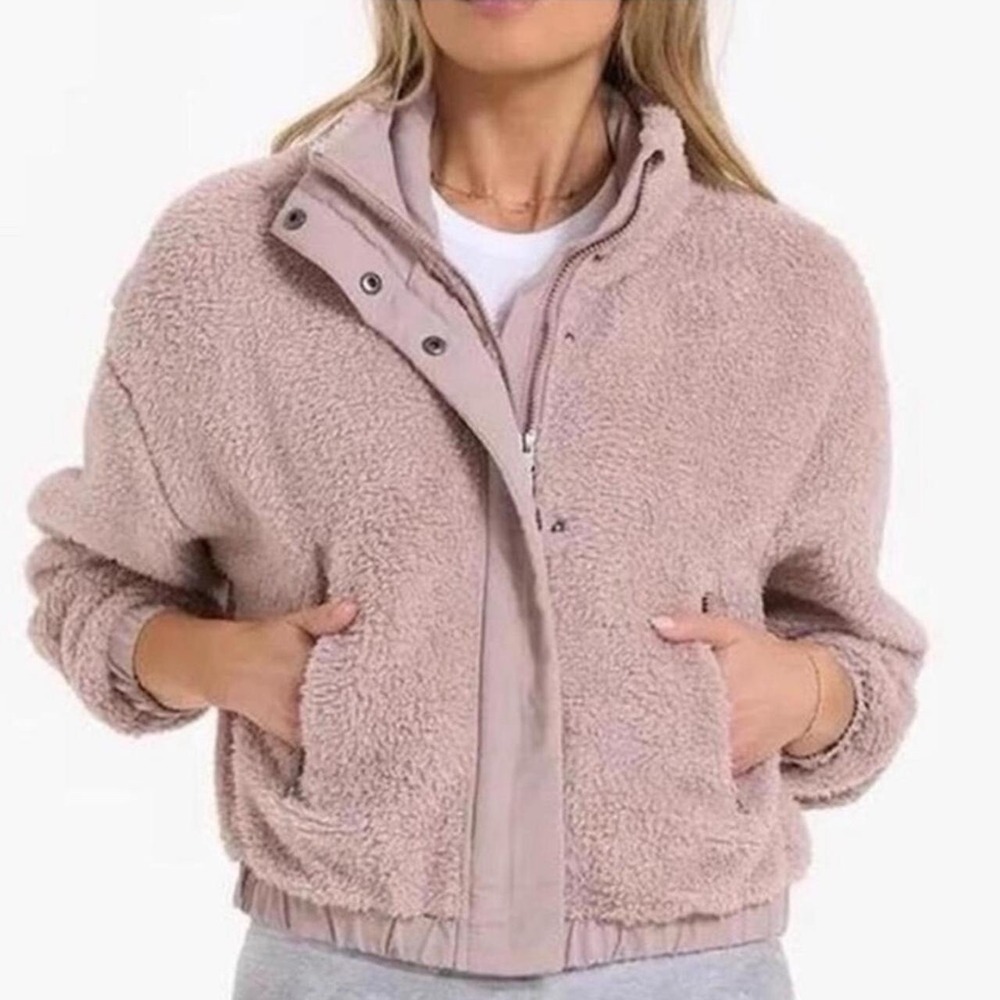 Vuori Cozy Sherpa Jacket Women's XL Umber Dusty Rose Pink Fleece VW530